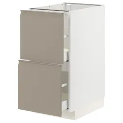 IKEA METOD / MAXIMERA(694.923.21) Шафа з 2 фасадами/2 високими ящиками, білий/Upplöv матовий темно-бежевий