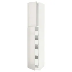 IKEA METOD / MAXIMERA(094.558.59) 2-дверна / 4-ящикова висока шафа, білий/Ringhult світло-сірий