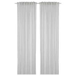 IKEA BYMOTT(304.666.86) штора, 2 шт., біла/світло-сіра смужка