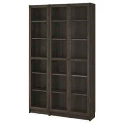 IKEA BILLY / OXBERG(295.818.33) комбінація полиць зі скляними дверима, імітація темно-коричневого кольору дуб/безбарвне скло