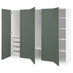 IKEA PAX / GRIMO(095.792.75) Комбінація гардеробу, білий/сірий -зелений