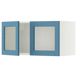 IKEA METOD(496.011.56) Настінна шафа/2 скляні двері, Biały/Lerhyttan Blue