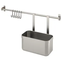 IKEA KUNGSFORS(793.081.72) рейка з 5 гачками та 1 ящик, нержавіюча сталь