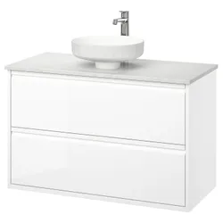 IKEA ÄNGSJÖN / LERSJÖN(995.712.94) Шафи для вимивання ящиками/миттям/акумулятором, білий/білий блиск імітаційний мармур