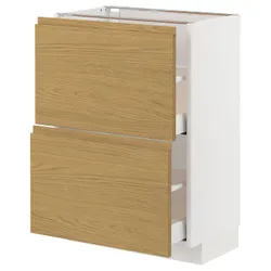 IKEA METOD / MAXIMERA(495.380.75) шафа для підлоги з 2 ящиками, білий/імітація Voxtorpа дуб