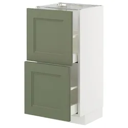 IKEA METOD / MAXIMERA(795.175.71) стояча шафа з 2 ящиками, Biały/axstad gria -green