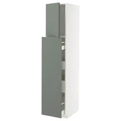 IKEA METOD / MAXIMERA(595.653.89) висока шафа з 1 дверима та 4 ящиками, білий/Nickebo матовий сіро-зелений
