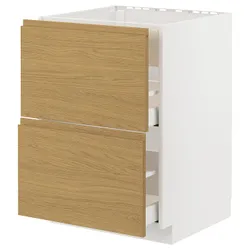 IKEA METOD / MAXIMERA(595.379.28) шафа для варильної панелі/витяжки з висувним ящиком, білий/імітація Воксторпа дуб