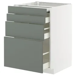 IKEA METOD / MAXIMERA(195.654.52) тумба з висувною стільницею/3 ящики, білий/Nickebo матовий сіро-зелений