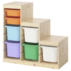 IKEA TROFAST(795.744.39) Полиця з контейнерами, Яскраво -біла -біла заплямована сосна