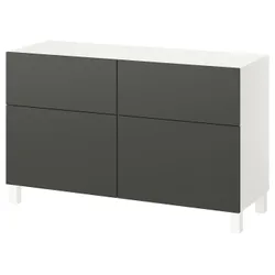 IKEA BESTÅ(495.754.64) комбінація полиць з дверцятами/скринькою, білий/Lappviken/Stubbarp темно-сірий