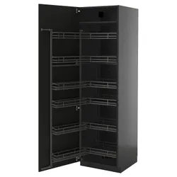 IKEA METOD(195.869.68) Високий шафа з висувною коморою, Чарнозарій/Ніккебо матовий антрацит