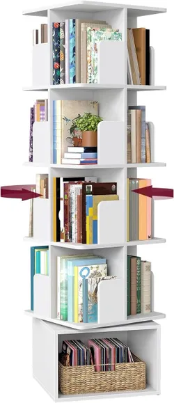 VASAGLE Custom Collection - Поворотна книжкова шафа, 5-ярусна книжкова шафа, окремо стояча шафа з відкритими відділеннями, 40 x 40