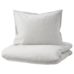 IKEA BERGPALM(304.232.58) підодіяльник і наволочка, сірий / смугастий