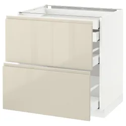 IKEA METOD / MAXIMERA (091.429.10) sz stj 2fr / 2n / wed / w szu, білий / Voxtorp глянцевий світло-бежевий