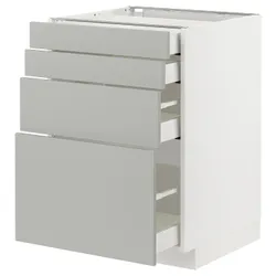 IKEA METOD / MAXIMERA(695.393.33) шафа з 4 фасадами/4 ящиками, білий/Хавсторп світло-сірий