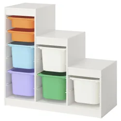 IKEA TROFAST(795.734.06) Полиця з контейнерами, Білий білий/багатоколірний