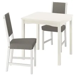 IKEA HAUGA / STEFAN(795.748.54) Стіл та 2 стільці, Білий/білий Knisa Grey/Beige