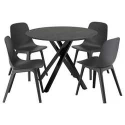 IKEA MARIEDAMM / ODGER(595.686.89) Стіл та 4 стільці, Чорний імітація мармуру/антрациту