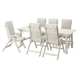 IKEA BONDHOLMEN(095.512.38) стіл + 6 складок стільця, на відкритому повітрі, білий/бежевий/Фресон/Дувхольмен бежевий