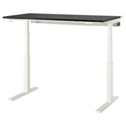 IKEA MITTZON(495.289.53) регульований по висоті письмовий стіл, шпон ясеня морилка чорний/білий