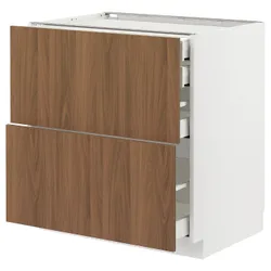 IKEA METOD / MAXIMERA(395.192.04) Шафа з 2 фасадами/2 низьким/середнім/високим ящиком, білий/Тісторп імітація коричневого горіха