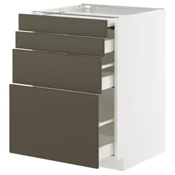IKEA METOD / MAXIMERA(195.583.43) шафа з висувною стільницею/3 ящики, білий/Хавсторп коричнево-бежевий