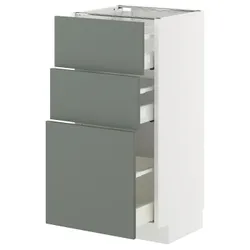 IKEA METOD / MAXIMERA(795.659.82) шафа для підлоги з 3 ящиками, білий/Nickebo матовий сіро-зелений