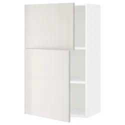 IKEA METOD (094.673.67) навісна шафа з полицями / 2 двер, білий / Ringhult світло-сірий