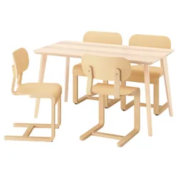 IKEA LISABO / LYCKAN(595.902.61) Стіл та 4 стільці, Jesionowa veneer/okl береза