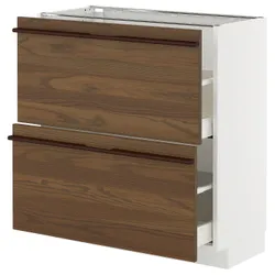 IKEA METOD / MAXIMERA(695.746.37) стояча шафа з 2 ящиками, Білий/Stensta темно -коричневий шпон