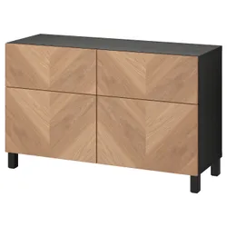 IKEA BESTÅ (594.402.24) поєднання полиці з дверцятами/шухлядами, blackbrąz / Hedeviken / Stubbarp okl dęb