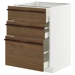 IKEA METOD / MAXIMERA(495.746.19) Шафа, що стоїть з 3 ящиками, Білий/Stensta темно -коричневий шпон