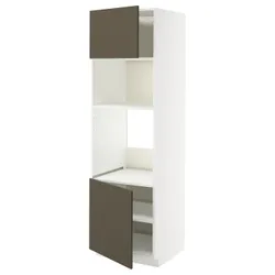 IKEA METOD(195.588.66) висока шафа для духовки/мікрохвильовки, 2 дверцята/полиці, білий/Хавсторп коричнево-бежевий