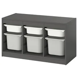IKEA TROFAST(595.749.49) Полиця з контейнерами, сірий білий/сірий