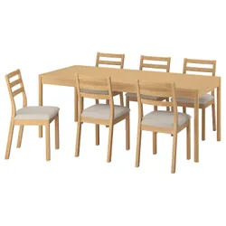 IKEA TONSTAD / TONSTAD(795.967.47) Стіл та 6 стільців, OKL OAK/IMIT. легка бежева фридтуна