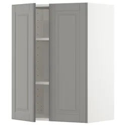 IKEA METOD(294.585.07) навісна шафа з полицями / 2 двер, білий / Bodbyn сірий