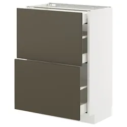 IKEA METOD / MAXIMERA(495.583.70) Шафа з 2 фасадами/3 ящиками, білий/Хавсторп коричнево-бежевий