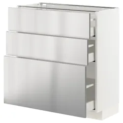 IKEA METOD / MAXIMERA (793.299.85) тумба стояча з 3 ящиками, білий / Vårsta нержавіюча сталь