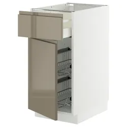IKEA METOD / MAXIMERA(795.770.27) Шафа STJ/Кошик DR/SZUF/DOWER, білий/Voxtorp Gloss Dark -brown