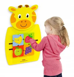 ДЕРЕВ'ЯНА НАСТІННА ДОШКА ДЛЯ СЕНСОРНИХ МАНІПУЛЯЦІЙ MONTESSORI VIGA GIRAFFE