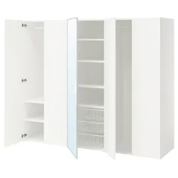 IKEA PLATSA(795.866.92) гардероб 5 дверей, Біле суглобове дзеркальне скло/фонни білі