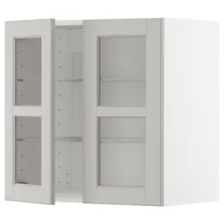 IKEA METOD(694.633.52) напівпансіон / 2 скляних двері, білий / Lerhyttan світло-сірий