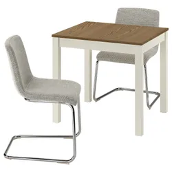 IKEA ÅLHULT / LUSTEBO(596.100.99) Стіл та 2 стільці, бежева/бронза/Viarp Beige/Brown