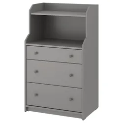 IKEA HAUGA(204.569.04) Комод на 3 ящика з полицею, сірий