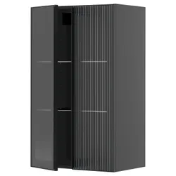 IKEA METOD(895.884.07) шість напів/2 скляних дверей, чорно-сірий/Hejsta антрацитове рифлене скло