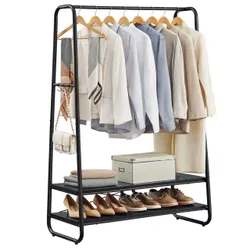 Вішак для одягу з двома полицями чорний