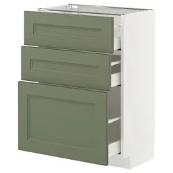 IKEA METOD / MAXIMERA(495.182.04) Шафа, що стоїть з 3 ящиками, Biały/axstad gria -green