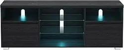 VASAGLE Kailyn Collection - ТВ тумба з LED підсвічуванням, ТВ тумба, ТВ тумба до 70 дюймів, з відкритими полицями, 2 шафи з