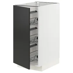 IKEA METOD(994.980.53) шафа з дротяним кошиком, білий/Nickebo матовий антрацит
